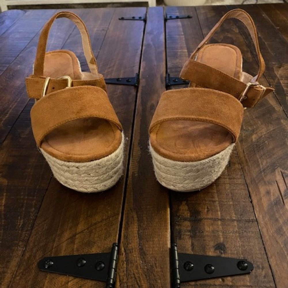 SHEIN-71/2SuedeEspadrilleWedgeSandals
